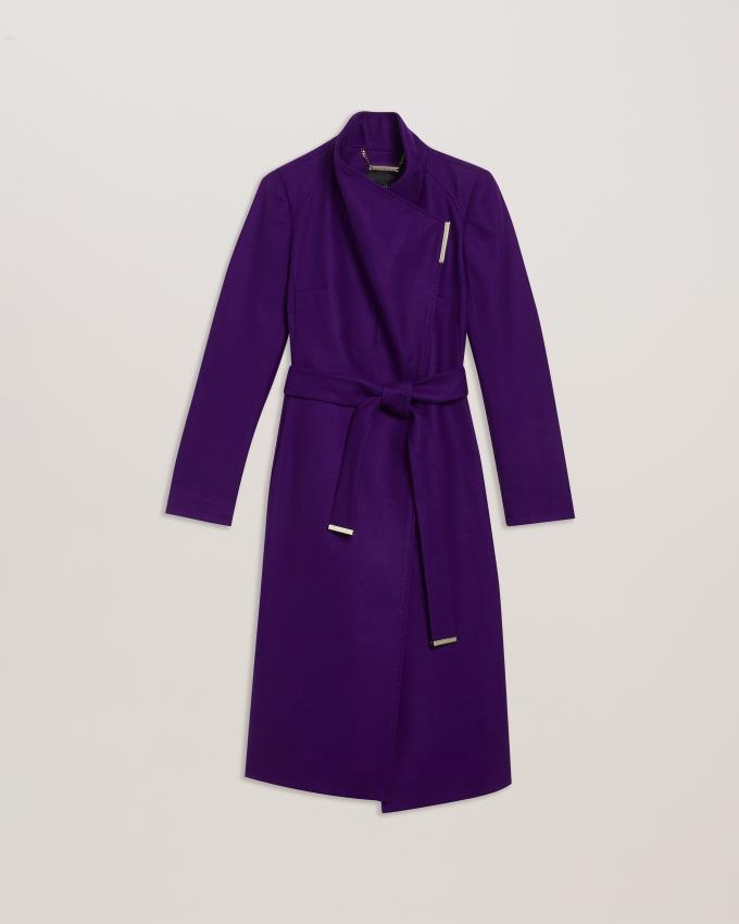 Manteau Ted Baker Wool Wrap Violette Foncé Femme | VCY-66807703